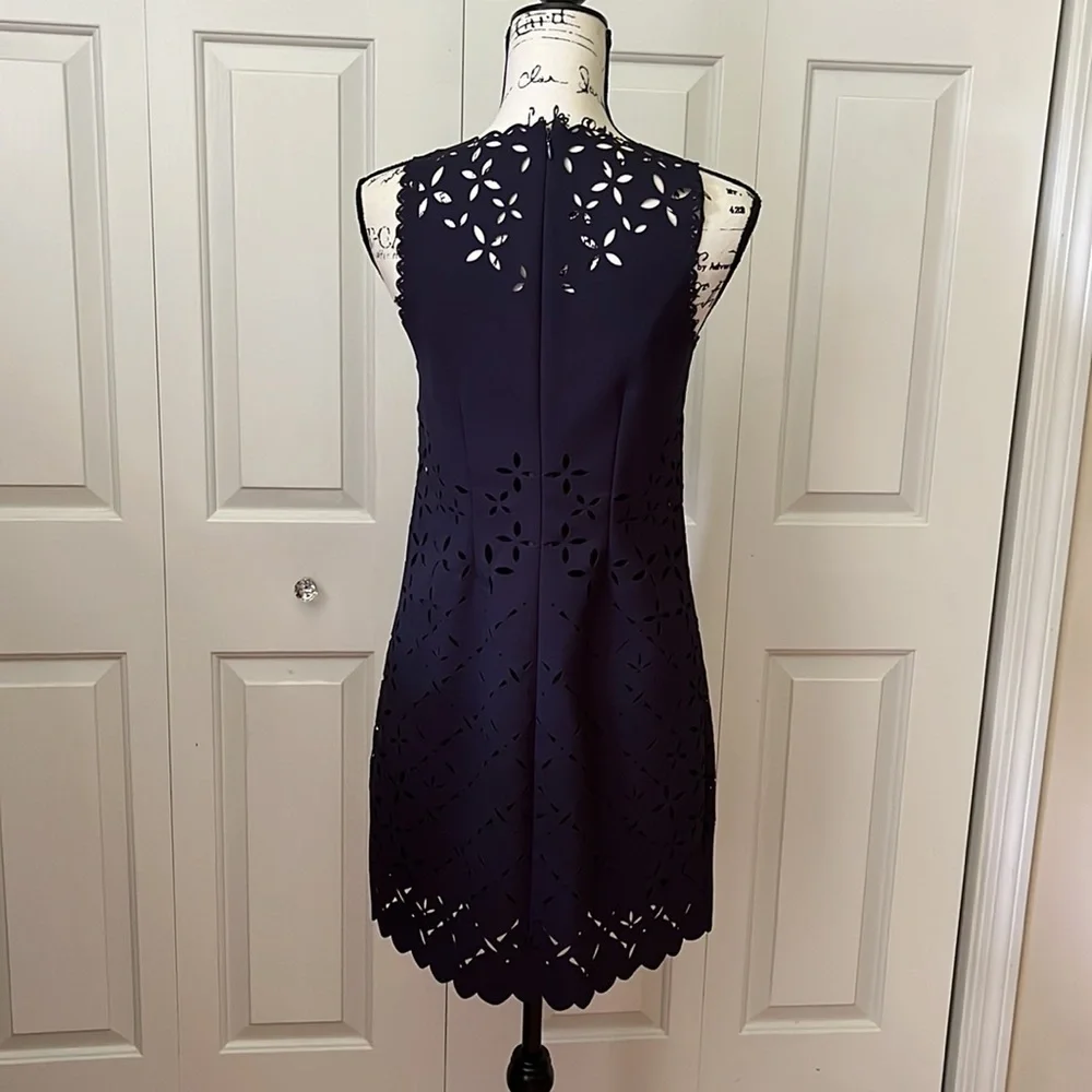 J. Crew Laser Cut Sleeveless Navy Blue Dress Sz 2
